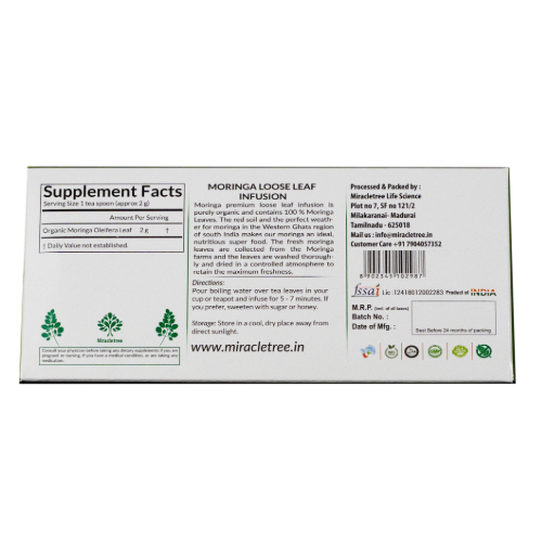 Moringa Rolled plain tea | 100 Gms | 50 Servings Approx.