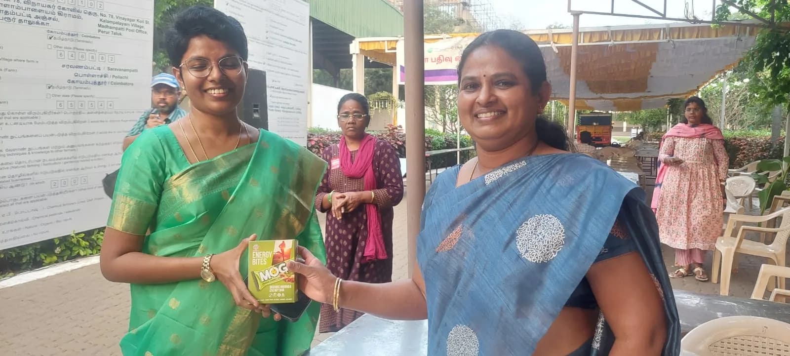A MOGO pack being presented to a visitor