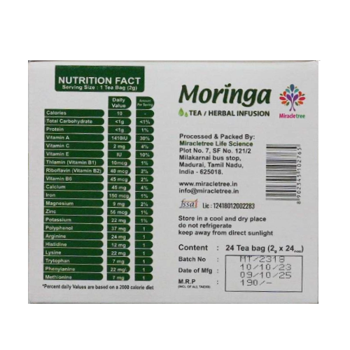 Moringa Plain Herbal Tea | 24 Tea bags | Weight Loss Tea